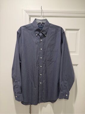 Brooks Brothers Navy and White Micro-Check Dress Shirt